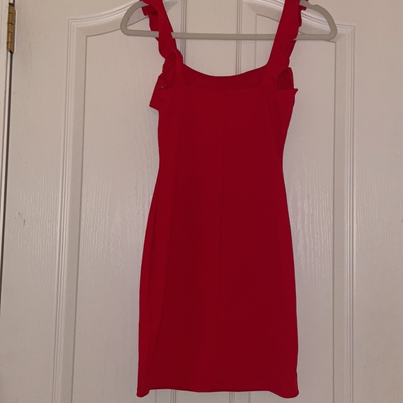 Red dress with ruffle straps - Picture 2 of 3